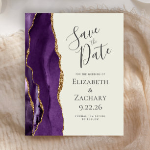 Budget Purple Agate Ivory Wedding Save the Date