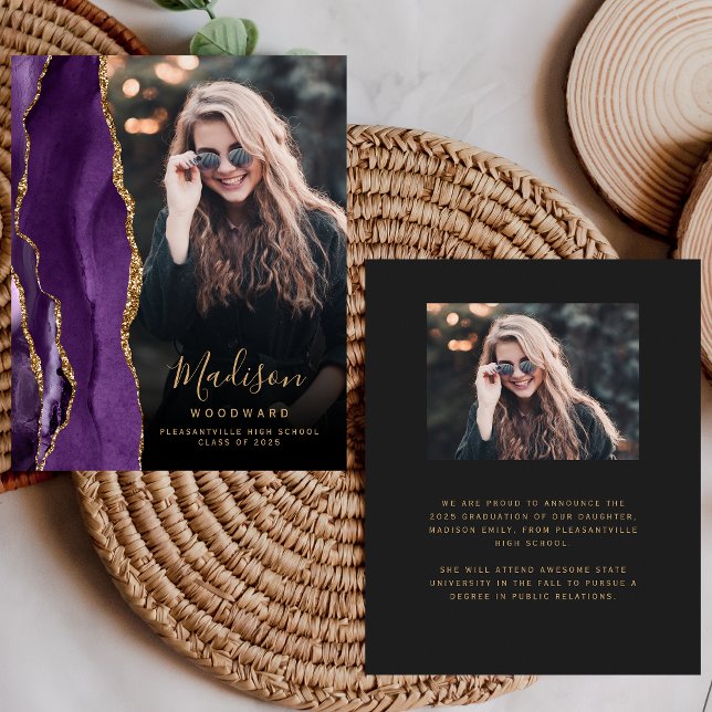 Budget Purple Agate Photo Dark Grad Announcement (Creator Uploaded)