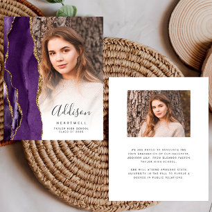 Budget Purple Agate Photo Graduation Announcement