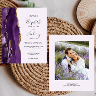 Budget Purple Agate Photo Lavender Wedding Invite