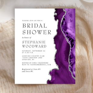 Budget Purple Agate Silver Wedding Invitation