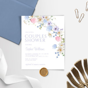 Budget Purple & Blue Couples Shower Invitation