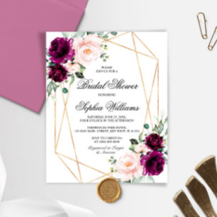 Budget Purple & Blush Bridal Shower Invitation