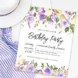 Budget Purple Floral 70th Birthday Invitation<br><div class="desc">Honour a special woman with this elegant and feminine birthday party invitation. The birthday celebration details are surrounded top and bottom purple floral borders. The floral elements are nestled in deep green leaves. While it is a traditional design, the open and airy botanical foliage and text give it a contemporary...</div>