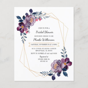 Budget Purple Floral Bridal Shower Invitation Flyer