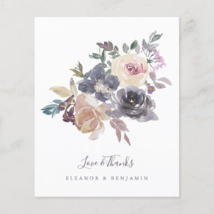 Budget Purple Floral Watercolor Wedding Thank You