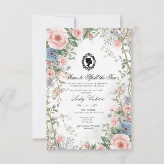 Budget Purple Florals Bridgerton Birthday Party Invitation