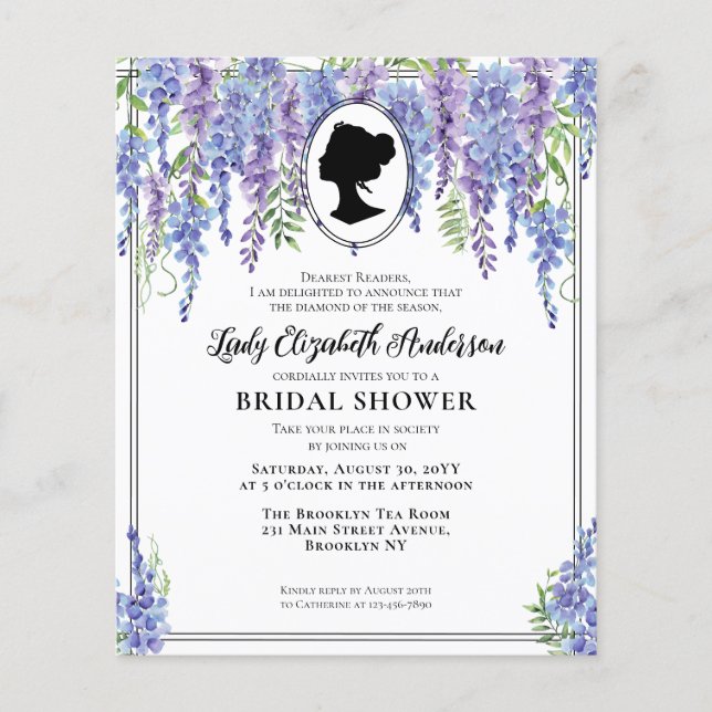 Budget Purple Florals Regency Era Bridal Shower (Front)