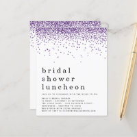 Budget Purple Glitter Bridal Shower Lunch Invite