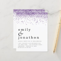 Budget Purple Glitter Confetti Wedding Invitation