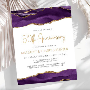 Budget Purple Gold Agate 50th Anniversary Invite