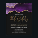 Budget Purple Gold Agate 90th Birthday Invitation<br><div class="desc">This trendy 90th birthday invitation features a watercolor image of an agate geode in shades of purple with faux gold highlights. The words "90th Birthday" appear in faux gold glitter in decorative modern handwriting font. Customise it with the name of the honoree in gold coloured text and the details in...</div>