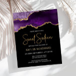 Budget Purple Gold Agate Dark Sweet 16 Invitation<br><div class="desc">This trendy Sweet Sixteen birthday invitation features a watercolor image of an agate geode in shades of purple with faux gold highlights. The words "Sweet Sixteen" appear in faux gold glitter in decorative modern handwriting font. Customise it with the name of the honoree in gold coloured text and the details...</div>