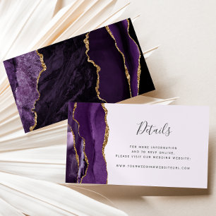 Budget Purple Gold Agate Lavender Wedding Website Enclosure Card
