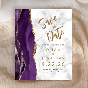 Budget Purple Gold Agate Marble Save the Date
