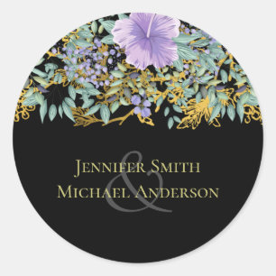 Budget Purple Lavender Floral Greenery Wedding Classic Round Sticker