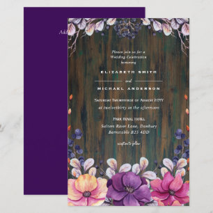 BUDGET Purple Lavender Leaves Wedding Invites A9