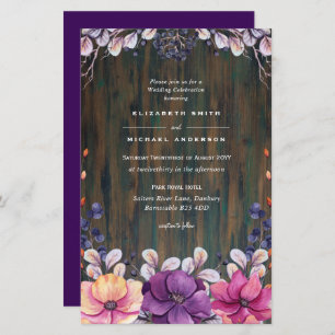 BUDGET Purple Lavender Leaves Wedding Invites A9