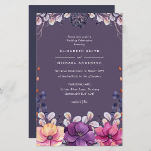 BUDGET Purple Lavender Leaves Wedding Invites A9