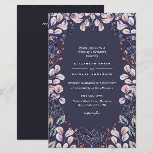 BUDGET Purple Lavender Leaves Wedding Invites A9