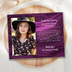Budget Purple Marble Funeral Thank You Card Photo 