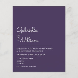 Budget Purple Minimalist Script Wedding