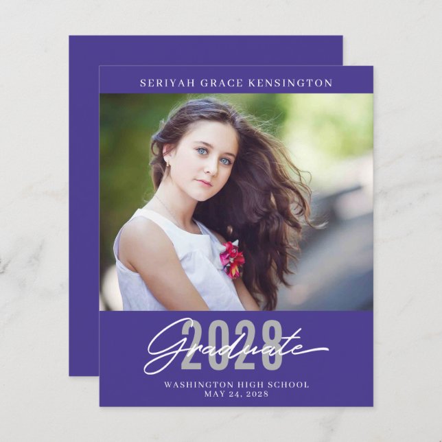 Budget Purple Modern Elegant Graduation (Front/Back)