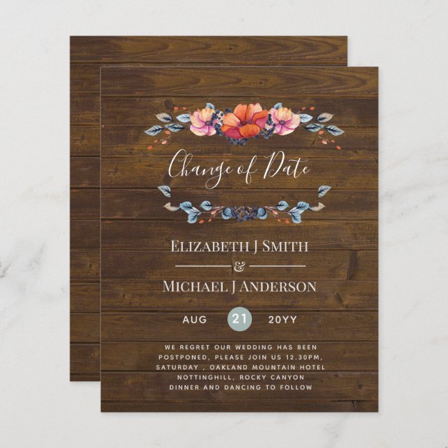 BUDGET Purple Orange Dusk Till Dawn Wedding INVITE (Front/Back)