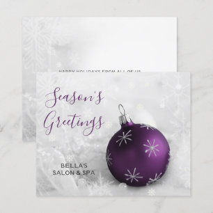 Budget Purple Ornament Company Holiday Card