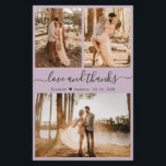 Budget Purple Photo Collage Wedding Thank You Flyer<br><div class="desc">Budget, Elegant, Modern, Hand Lettered Wedding (3) Three Photo Collage Thank You personalised affordable low budget flyer. ***PLEASE NOTE! *** SCROLL DOWN FOR MORE INFO! *** Stylish wedding thank you template featuring three photo on the front and one photo on the back. With the text "Love and thanks" in a...</div>