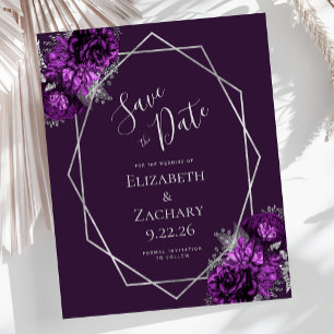 Budget Purple Plum Silver Geometric Floral Wedding