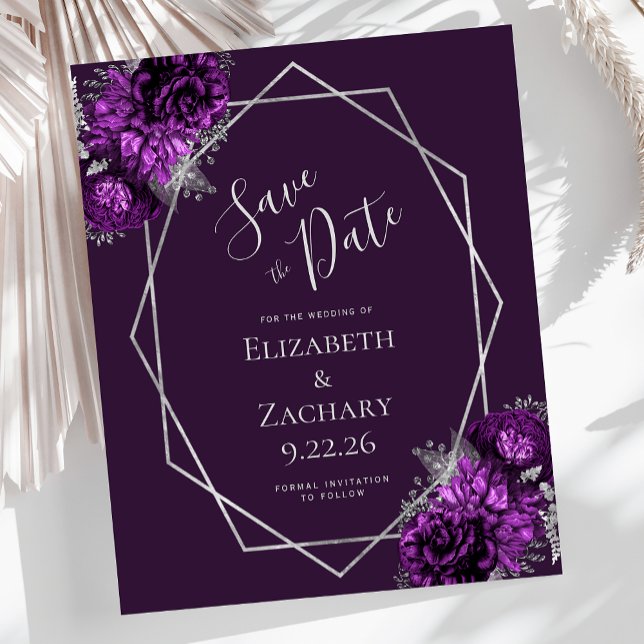 Budget Purple Plum Silver Geometric Floral Wedding (Creator Uploaded)