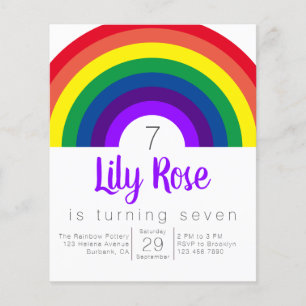 Budget Purple Rainbow Birthday Party Invitation Flyer