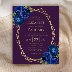 Budget Purple Royal Blue Floral Gold Wedding