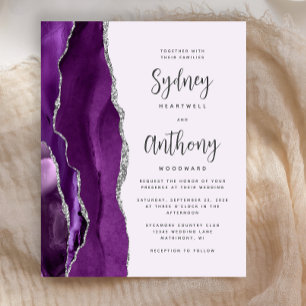 Budget Purple Silver Agate Calligraphy Wedding