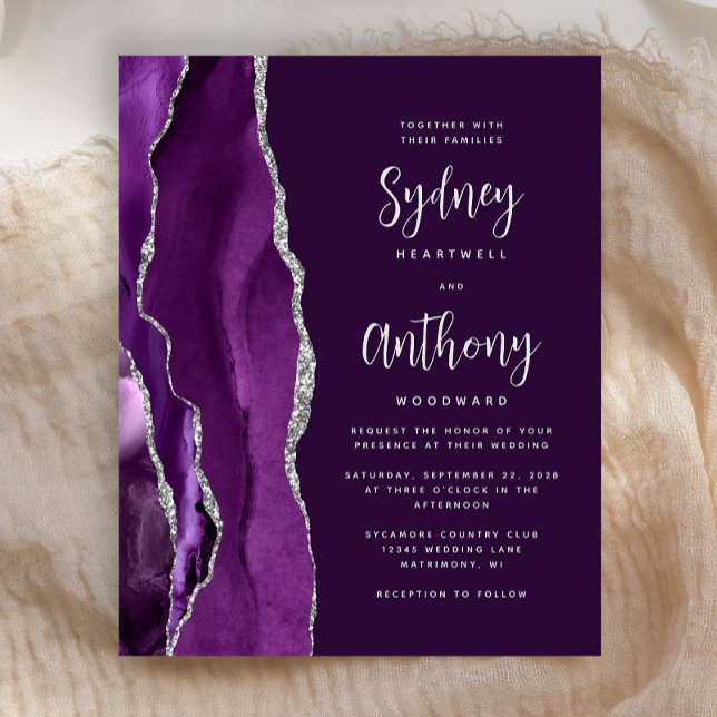Budget Purple Silver Agate Calligraphy Wedding (Creator Uploaded)