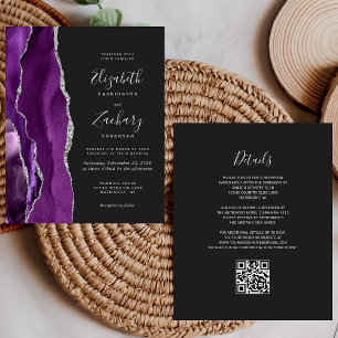 Budget Purple Silver Agate Dark QR Code Wedding