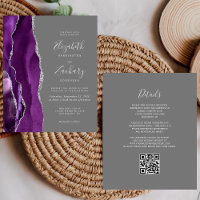 Budget Purple Silver Agate Grey QR Code Wedding