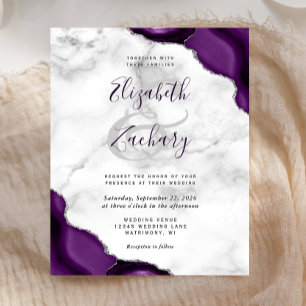 Budget Purple Silver Agate Marble Corners Wedding