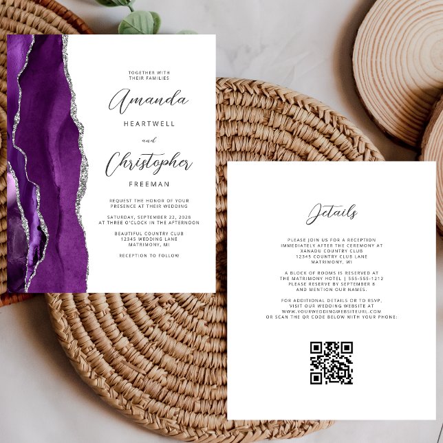 Budget Purple Silver Agate QR Code Wedding (Creator Uploaded)