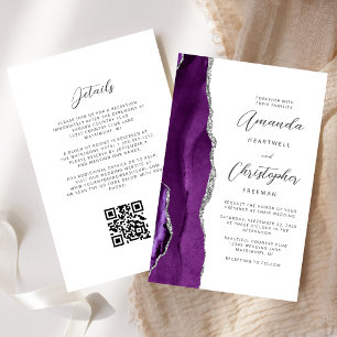 Budget Purple Silver Agate QR Code Wedding