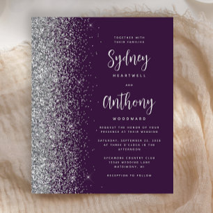 Budget Purple Silver Glitter Calligraphy Wedding