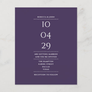 Budget Purple Wedding Date Invitation