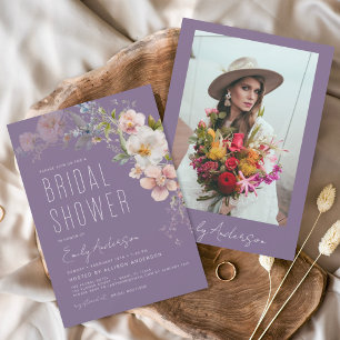 Budget Purple Wildflower Bridal Shower Invitation