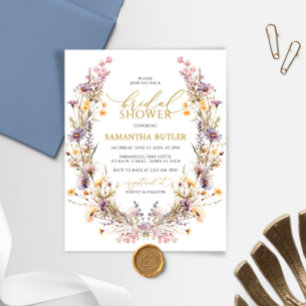 Budget Purple Wildflowers Bridal Shower Invitation