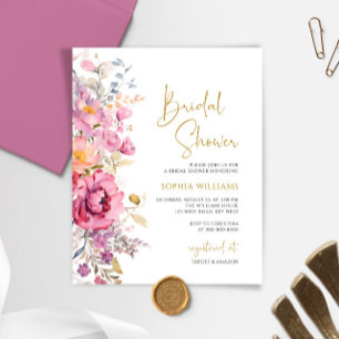 Budget Purple Wildflowers Bridal Shower Invitation
