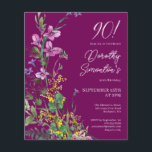 BUDGET Purple Yellow Floral 90th Birthday Invite<br><div class="desc">Pink,  purple and yellow wildflowers with an exotic and tropical vibe create a bold statement when placed on a purple background. The bold white text and calligraphy really pops. This item is part of the Purple Yellow Wildflowers collection.</div>