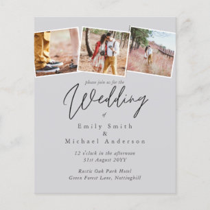 BUDGET Purple Yellow Grey Colours Wedding Invite