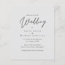 BUDGET Purple Yellow Grey Colours Wedding Invite