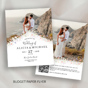Budget QR code 2 photo wedding invitation Flyer